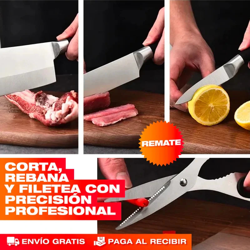 SET CUCHILLOS DE COCINA DE ACERO INOXIDABLE