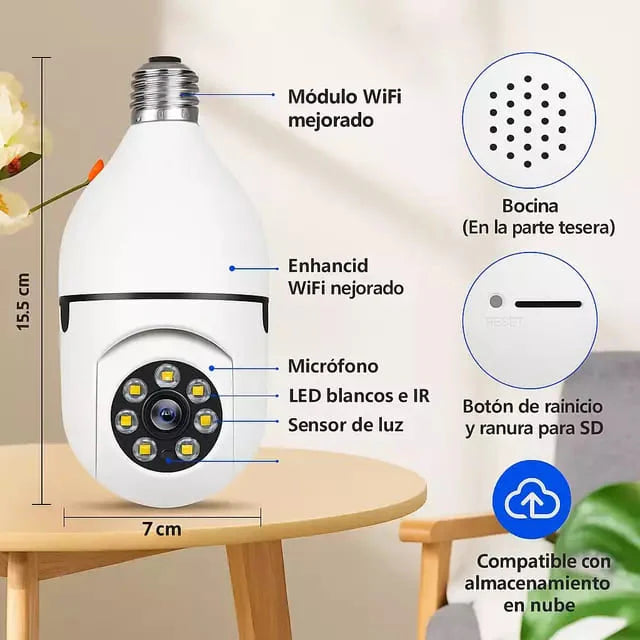 Cámara de seguridad inteligente Wi-Fi Full HD 360 - Compra 1 y llévate 2