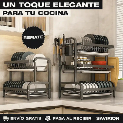 ESCURRIDOR PARA PLATOS DE 3 NIVELES ACERO INOXIDABLE + REGALO