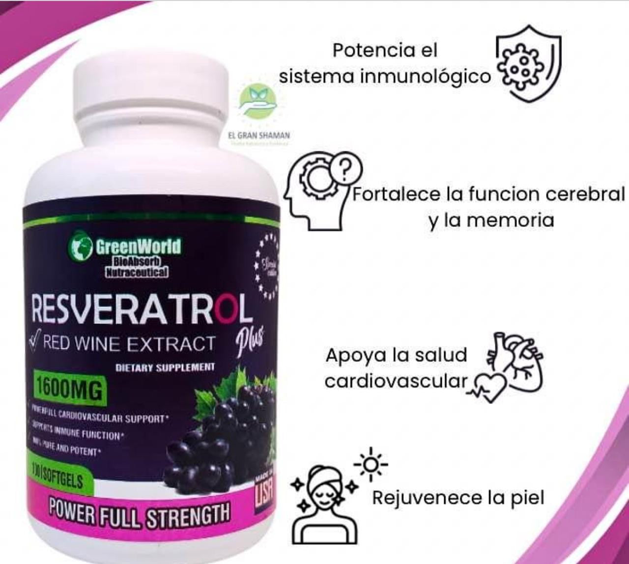 RESVERATROL GREENWORLD COMPRA 1 LLEVA 2 + GOTAS