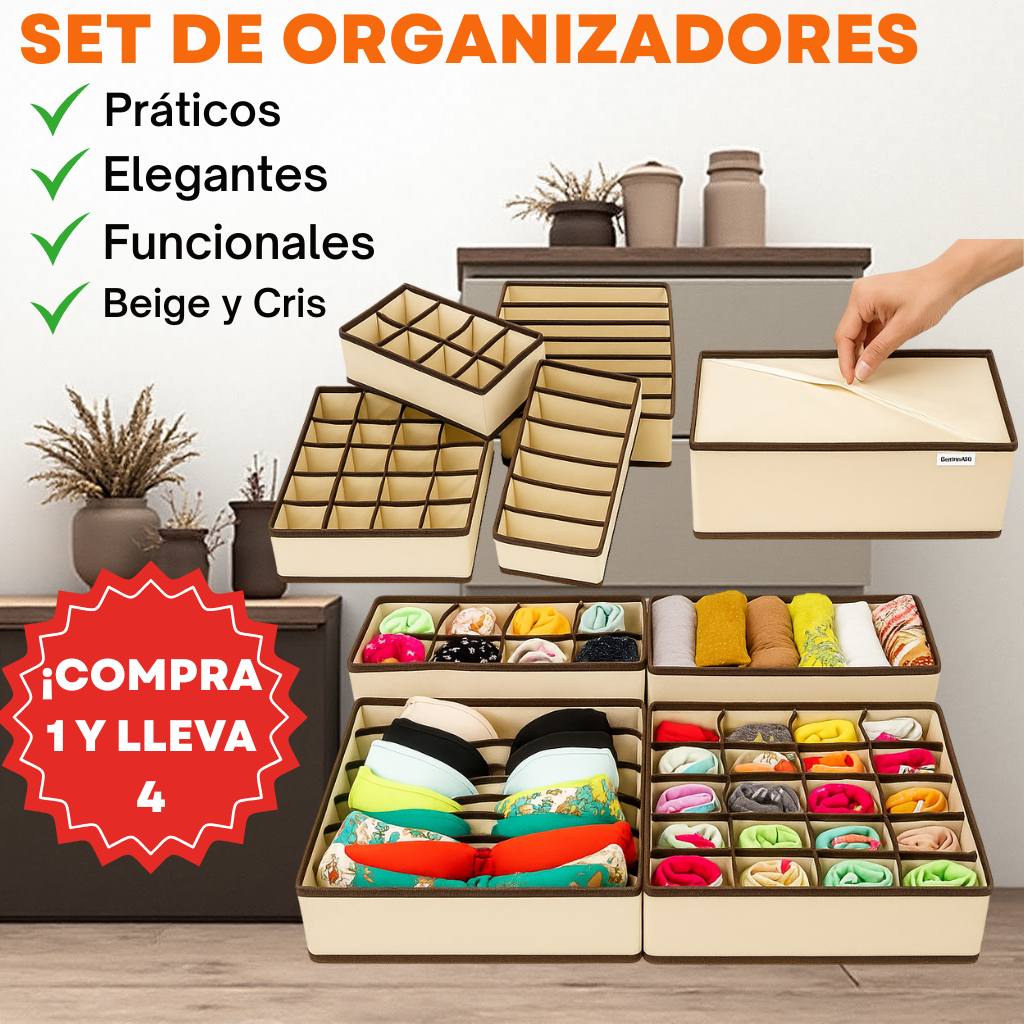 SET ORGANIZADOR PLEGABLE VARIOS COMPARTIMIENTO- ¡COMPRA 1 Y LLEVA 4 - ENVÍO GRATIS